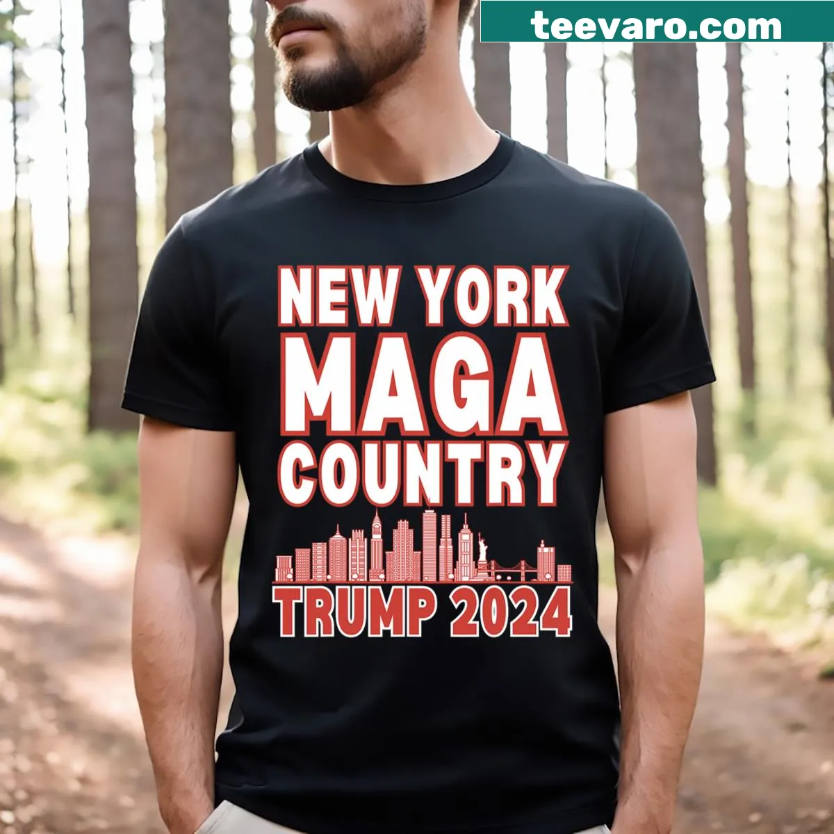 'MAGA Country' slogan with New York theme on a t-shirt — on a men's t-shirt