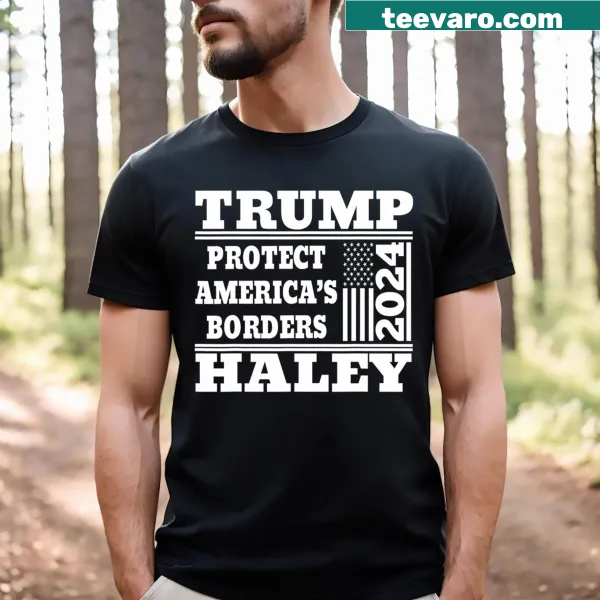 T-shirt with Protect America's Borders slogan and American flag