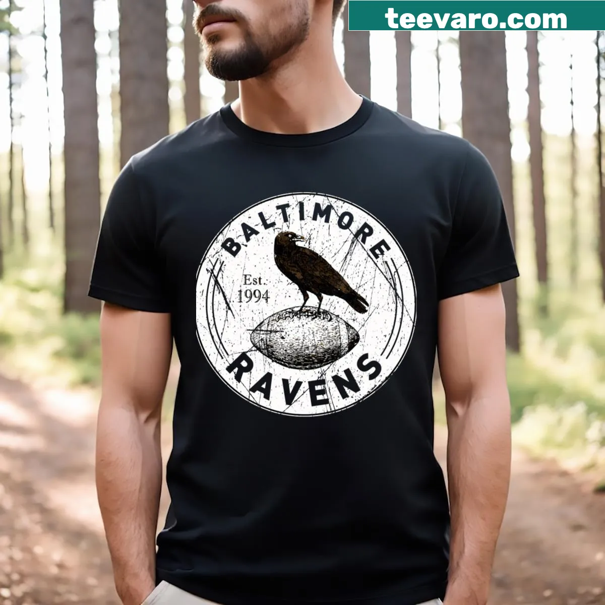 Vintage Baltimore Ravens t-shirt capturing the team's spirit and nostalgia. — on a men's t-shirt