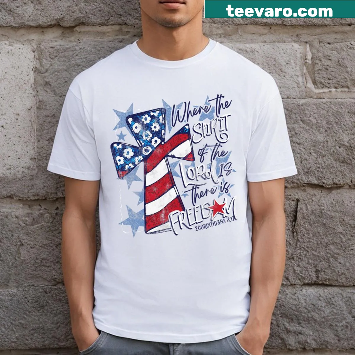 Inspirational T-shirt featuring faith-based text design — on a men's t-shirt