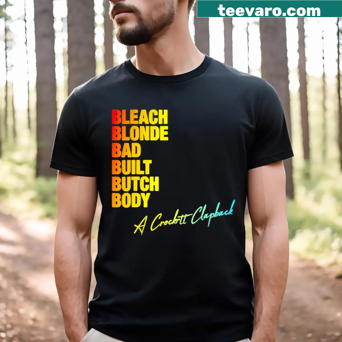 Playful T-shirt for women with Bad Built Butch Body phrase — on a men's t-shirt