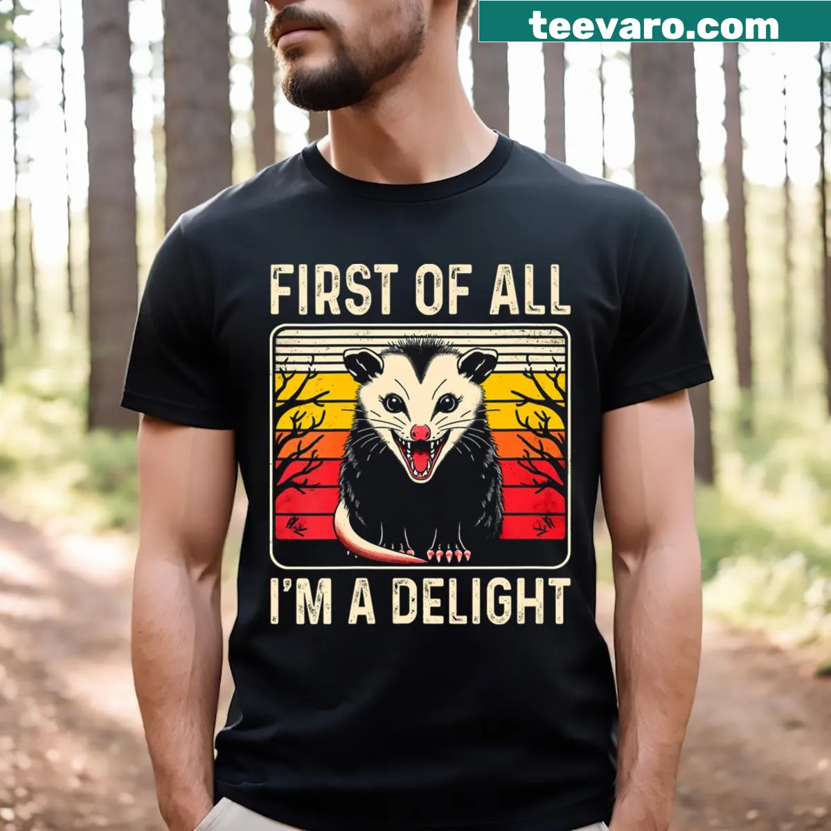 Sarcastic opossum graphic with text for women — on a men's t-shirt