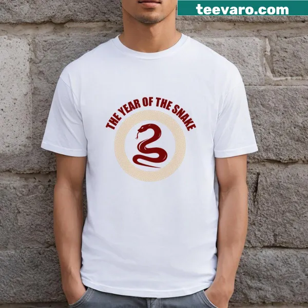 Illustrative Year of the Snake T-shirt with sticker-style graphic