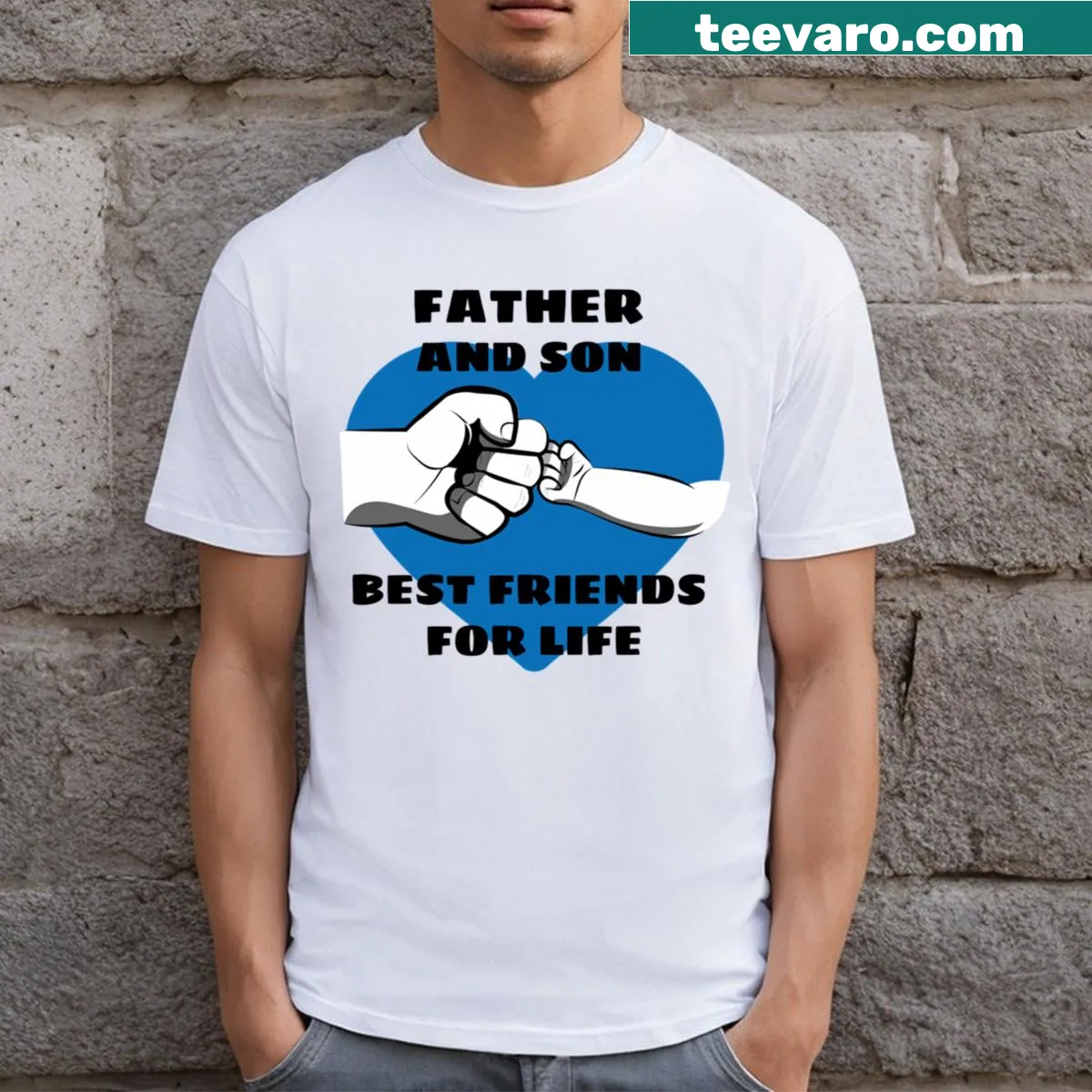 T-shirt celebrating first Father's Day with sentimental text — on a men's t-shirt