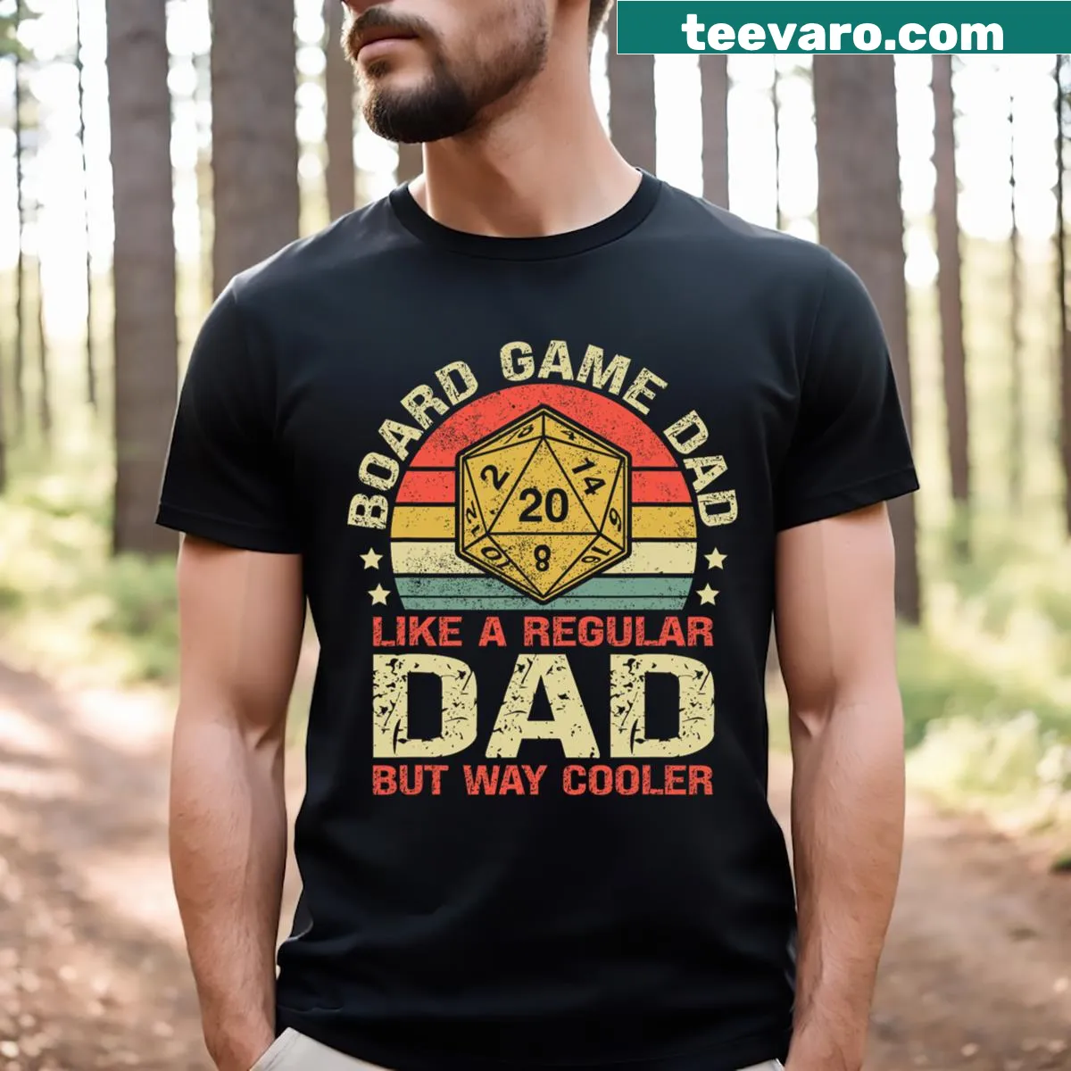 Funny board game dad T-shirt with humorous text design — on a men's t-shirt