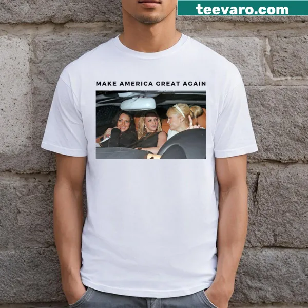 Playful illustration of Britney, Paris, and Lindsay on a T-shirt
