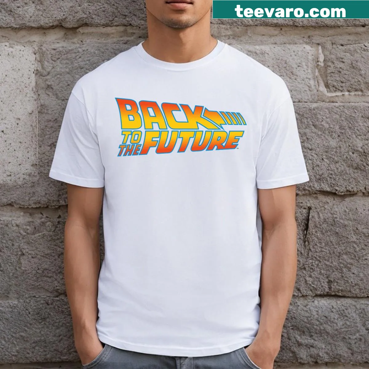 Nostalgic t-shirt featuring 'Bttf' reference — on a men's t-shirt