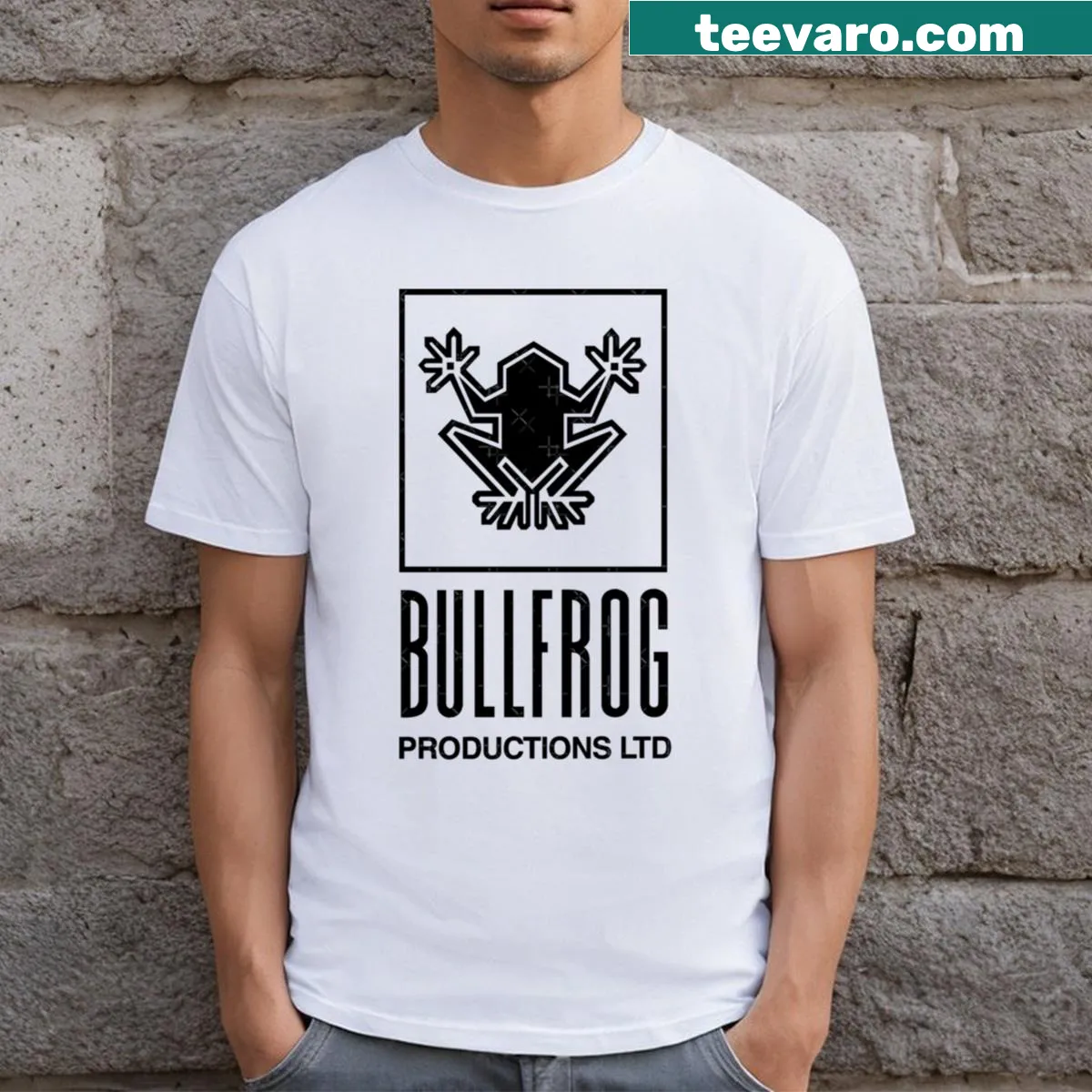 T-shirt displaying the Bullfrog Productions logo. — on a men's t-shirt