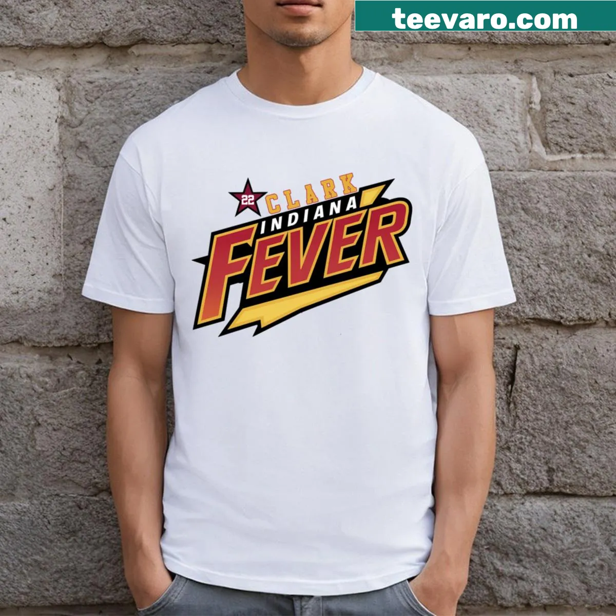 Indiana Fever basketball t-shirt featuring Caitlin Clark — on a men's t-shirt