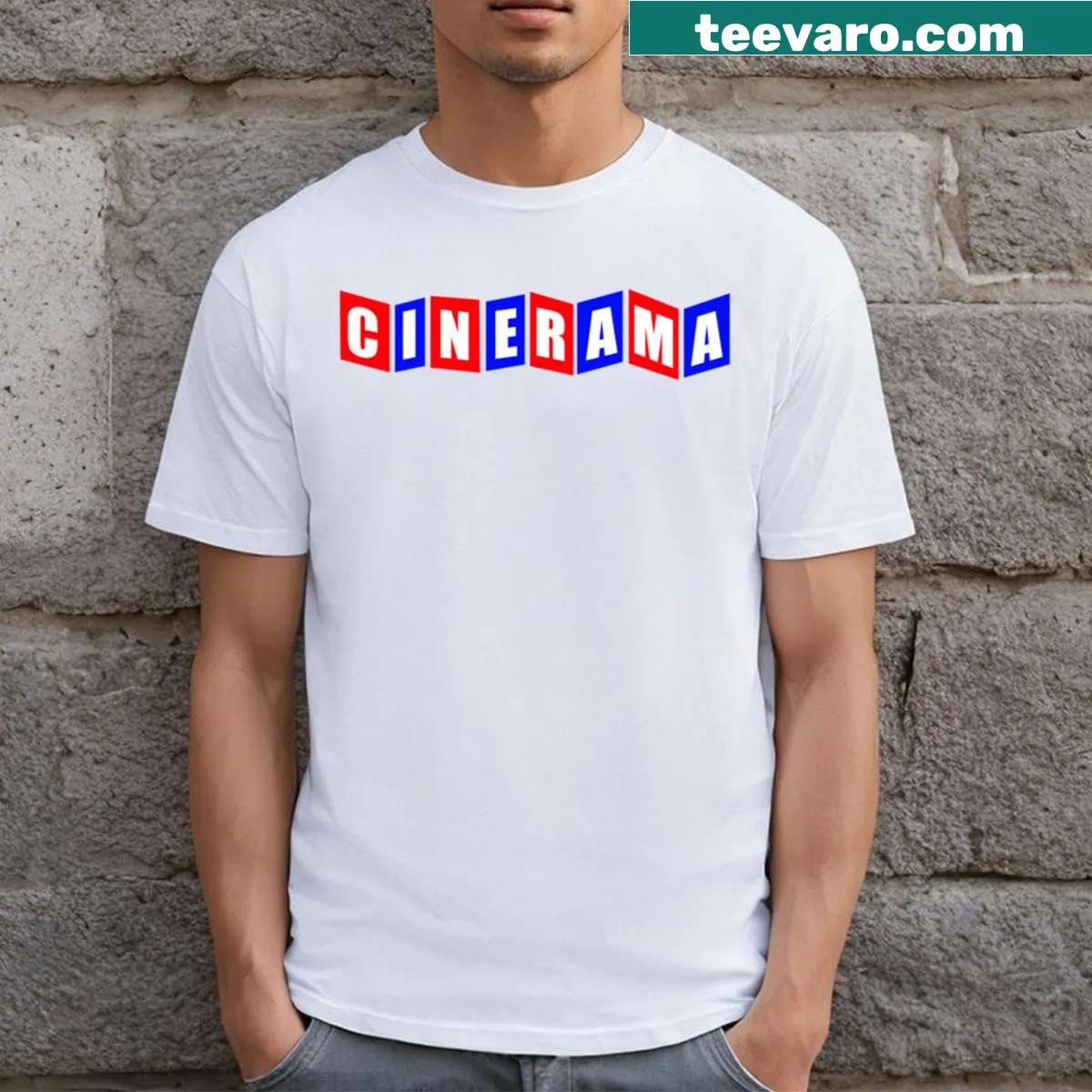 Stylized graphic celebrating cinema on a T-shirt — on a men's t-shirt