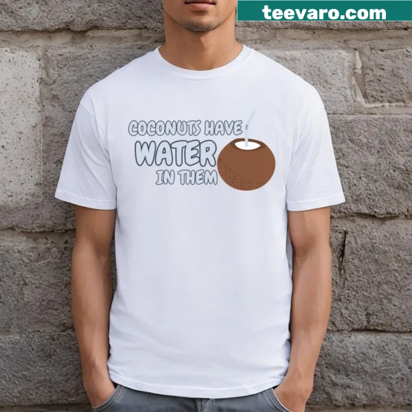 Illustrated T-shirt celebrating the refreshing nature of coconuts.