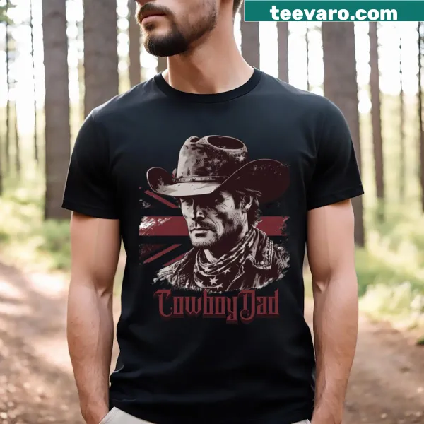 Vintage-style t-shirt for dads featuring cowboy imagery and heartfelt text