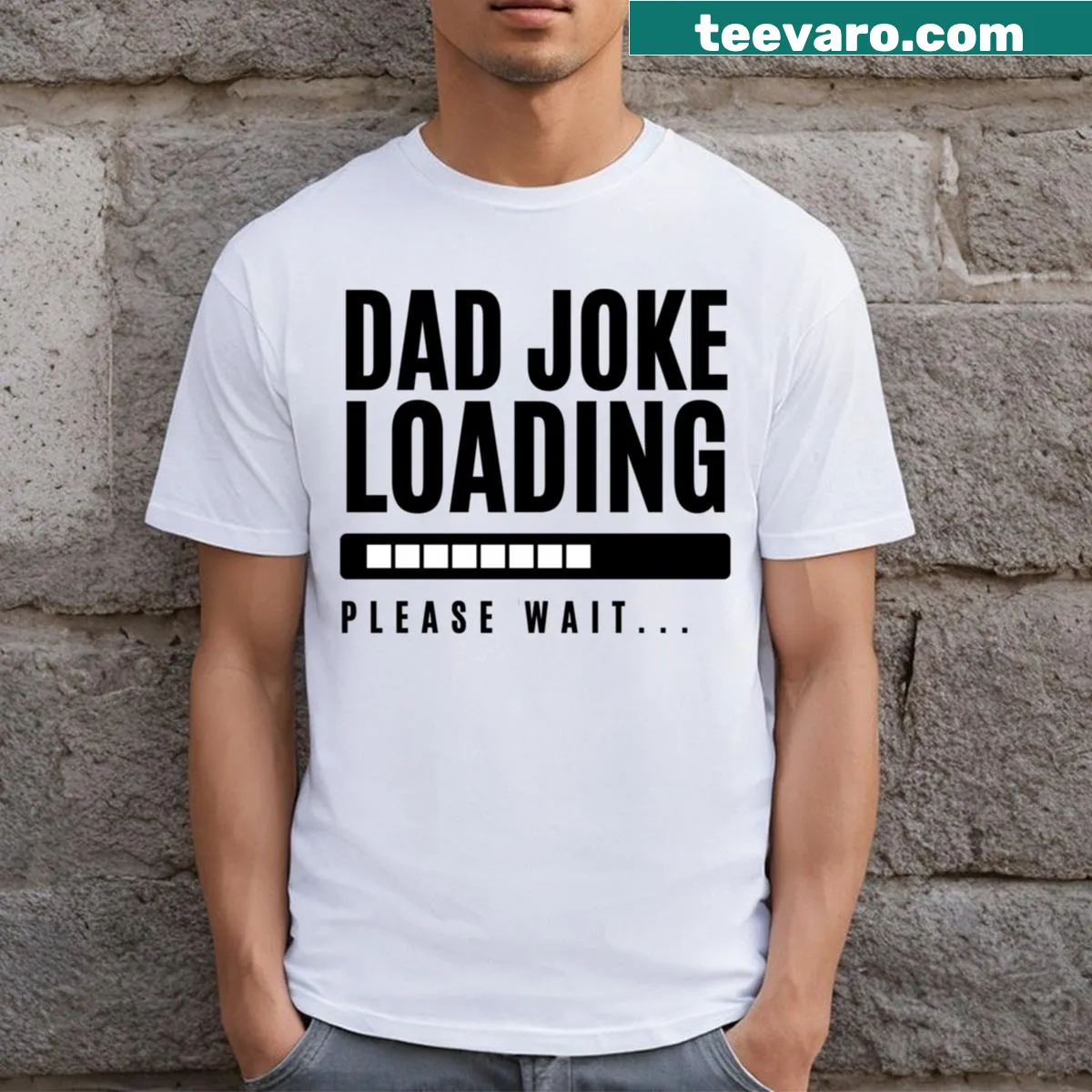 Dad joke loading graphic t-shirt with humorous text — on a men's t-shirt