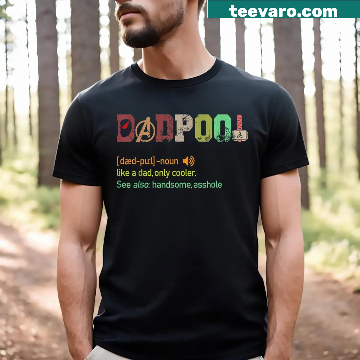 Fun Dad Pool themed graphic t-shirt for Fathers Day — on a men's t-shirt