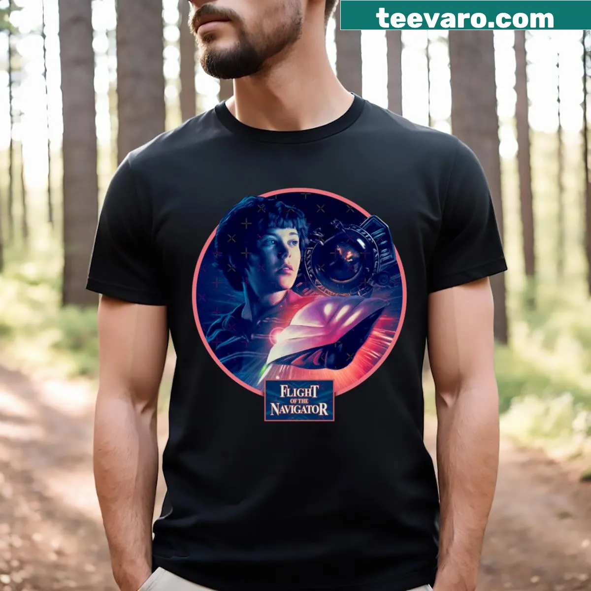 Nostalgic design inspired by Flight of the Navigator on a T-shirt — on a men's t-shirt