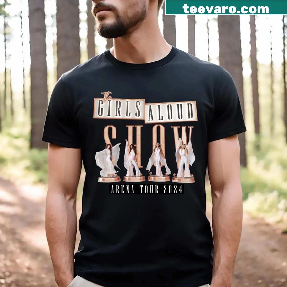 Vintage Girls Aloud tour t-shirt with stylish typography — on a men's t-shirt