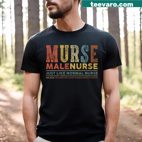 Vintage groovy T-shirt for male nurses with playful design