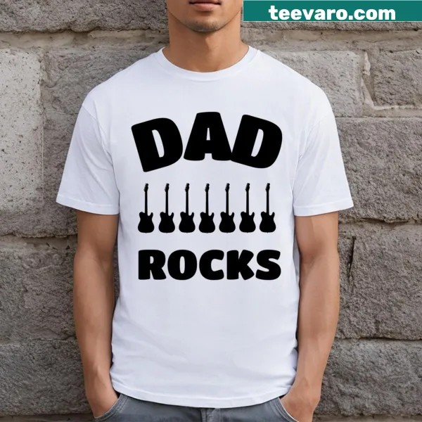 Rocker Dad T-shirt featuring electric guitars and Father's Day theme
