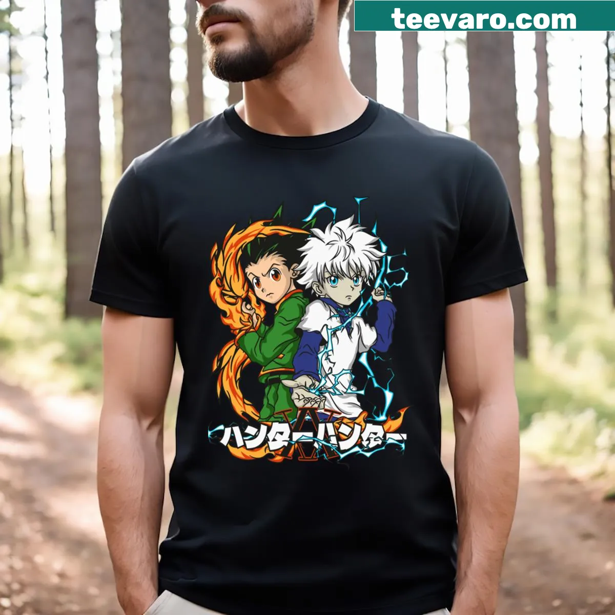 T-shirt for hunters featuring the phrase 'Hunter X' — on a men's t-shirt