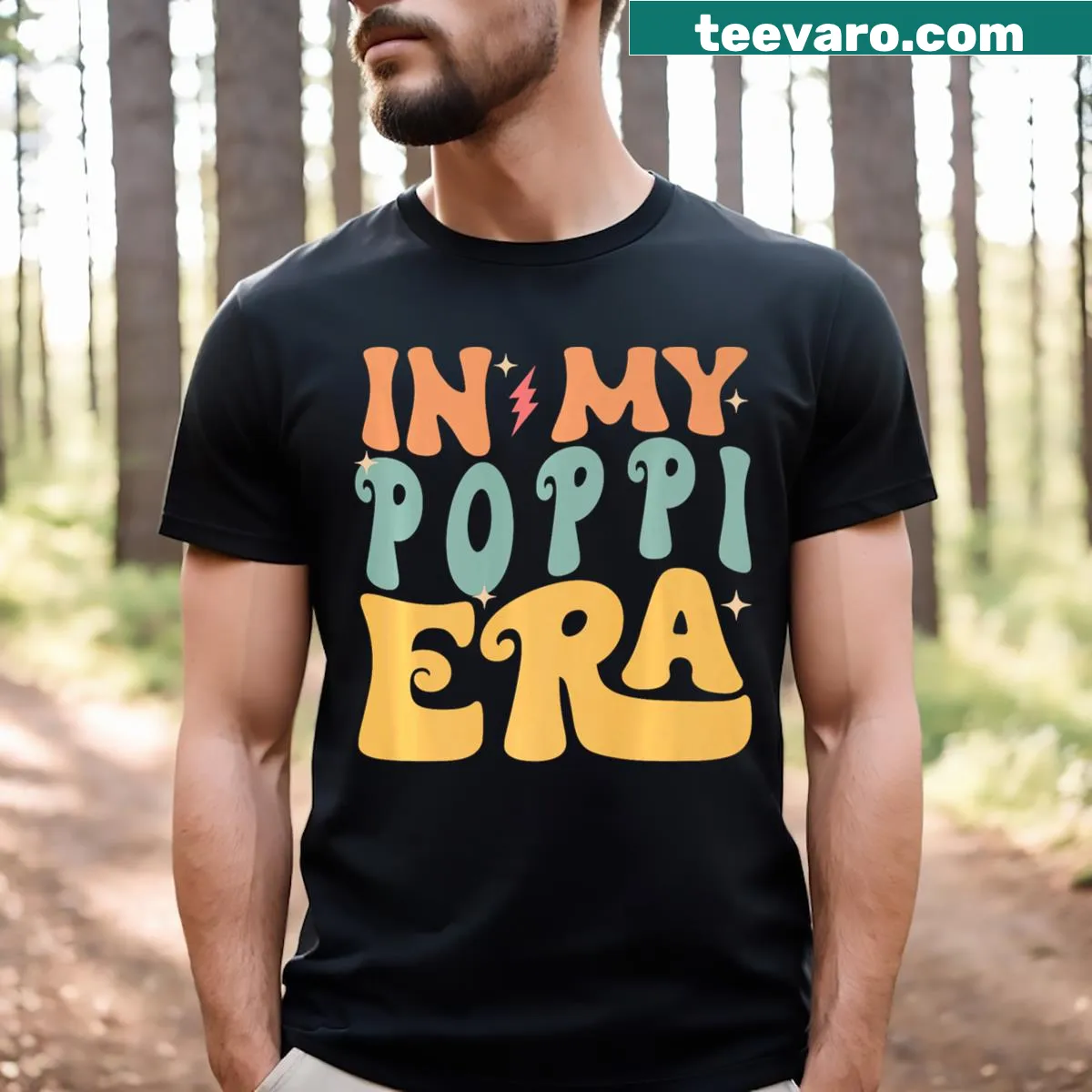 Graphic t-shirt with the phrase 'In My Poppi Era' for grandpas — on a men's t-shirt