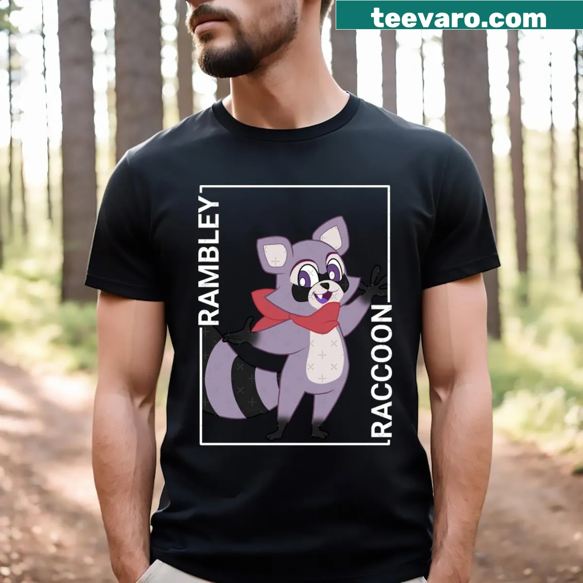 Minimalist silhouette T-shirt featuring a raccoon design — on a men's t-shirt