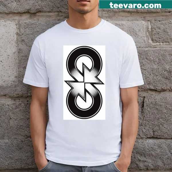 Abstract typography T-shirt featuring infinity design
