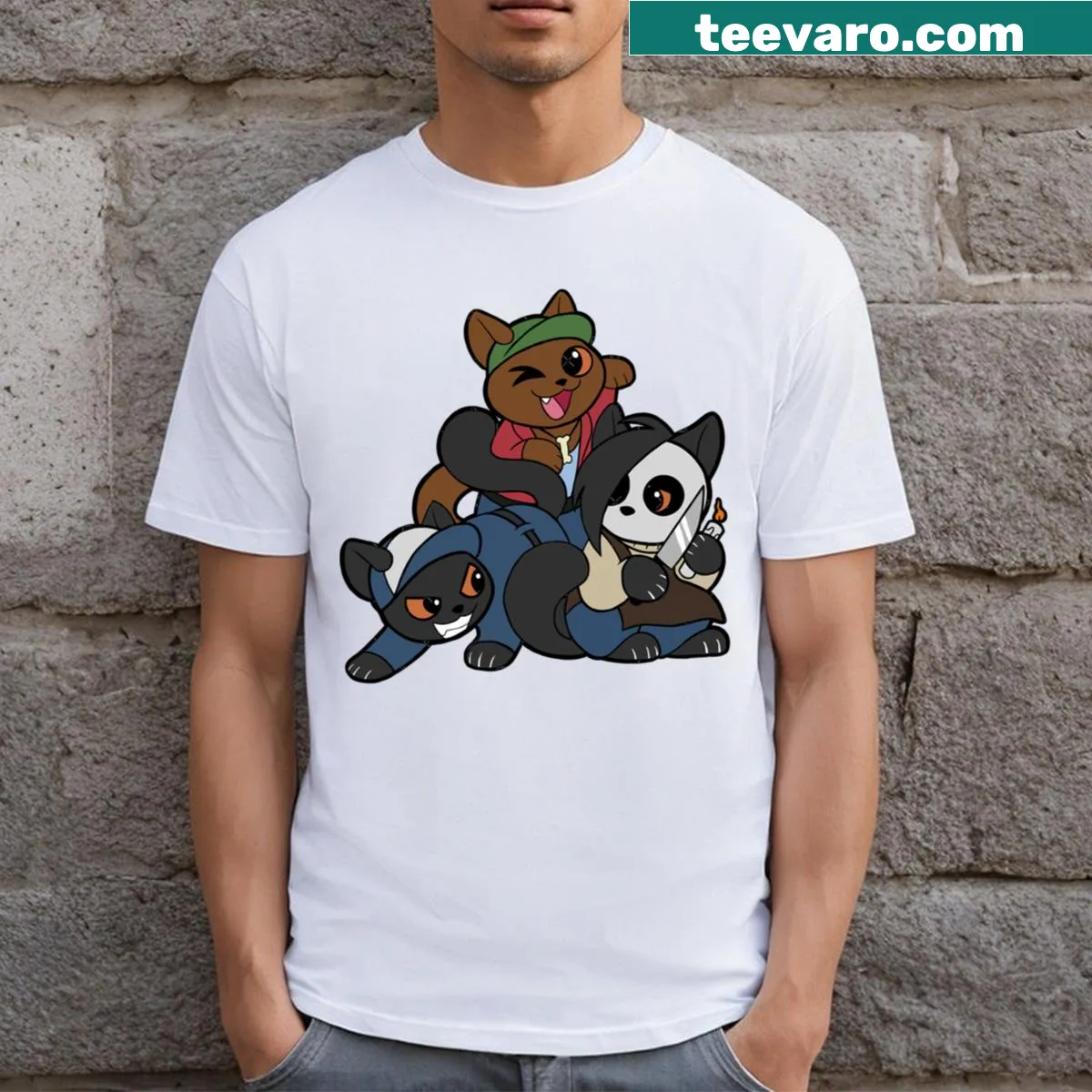 Vintage-style Kitty Sinclair Brothers T-shirt with humorous text — on a men's t-shirt
