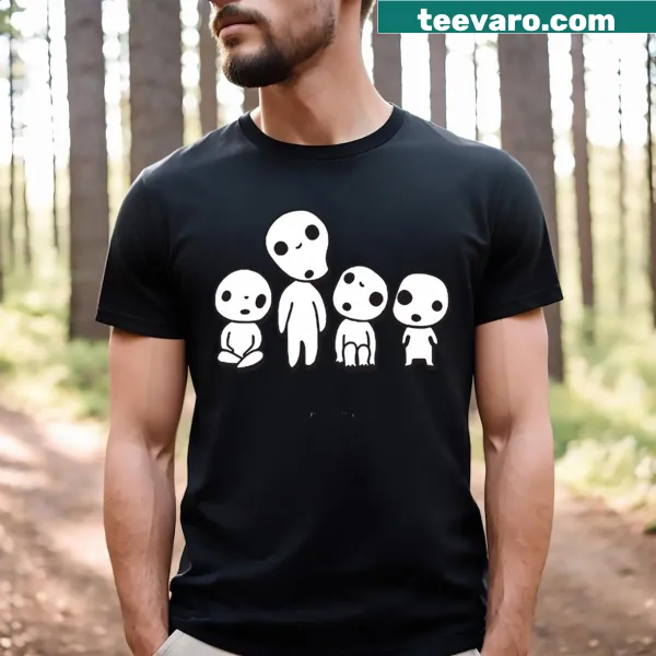 Charming T-shirt featuring Kodama sprites from folklore