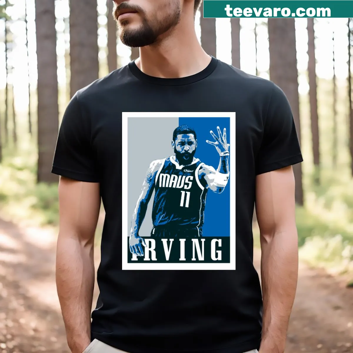 Kyrie Irving pop art graphic on a stylish t-shirt — on a men's t-shirt