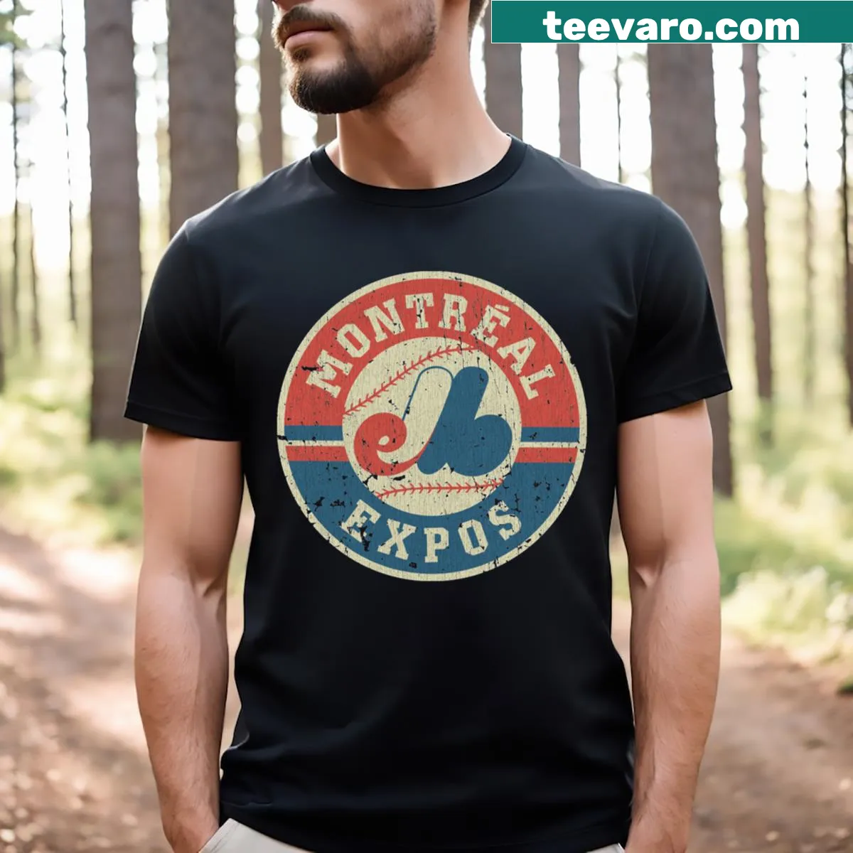 Vintage-style Montreal Expos 1969 logo t-shirt — on a men's t-shirt