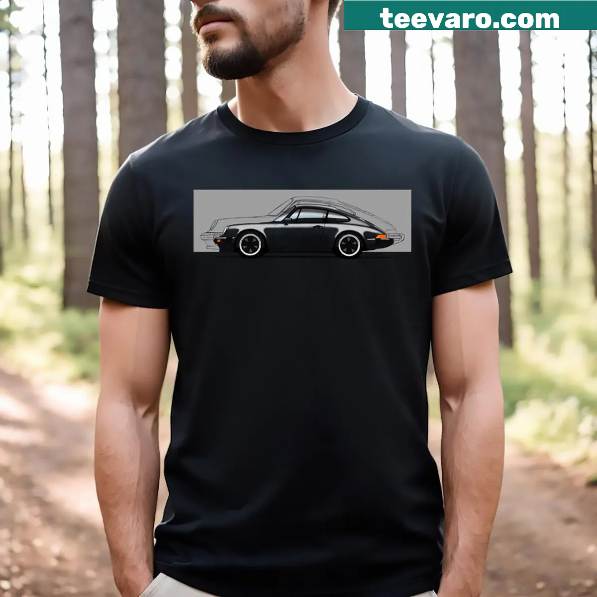Illustration of an iconic German sports car on a casual t-shirt — on a men's t-shirt
