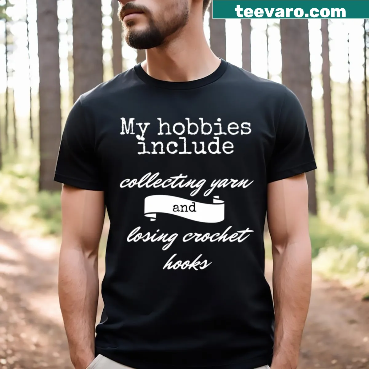 Minimalist T-shirt with the phrase My Hobbies in white font — on a men's t-shirt