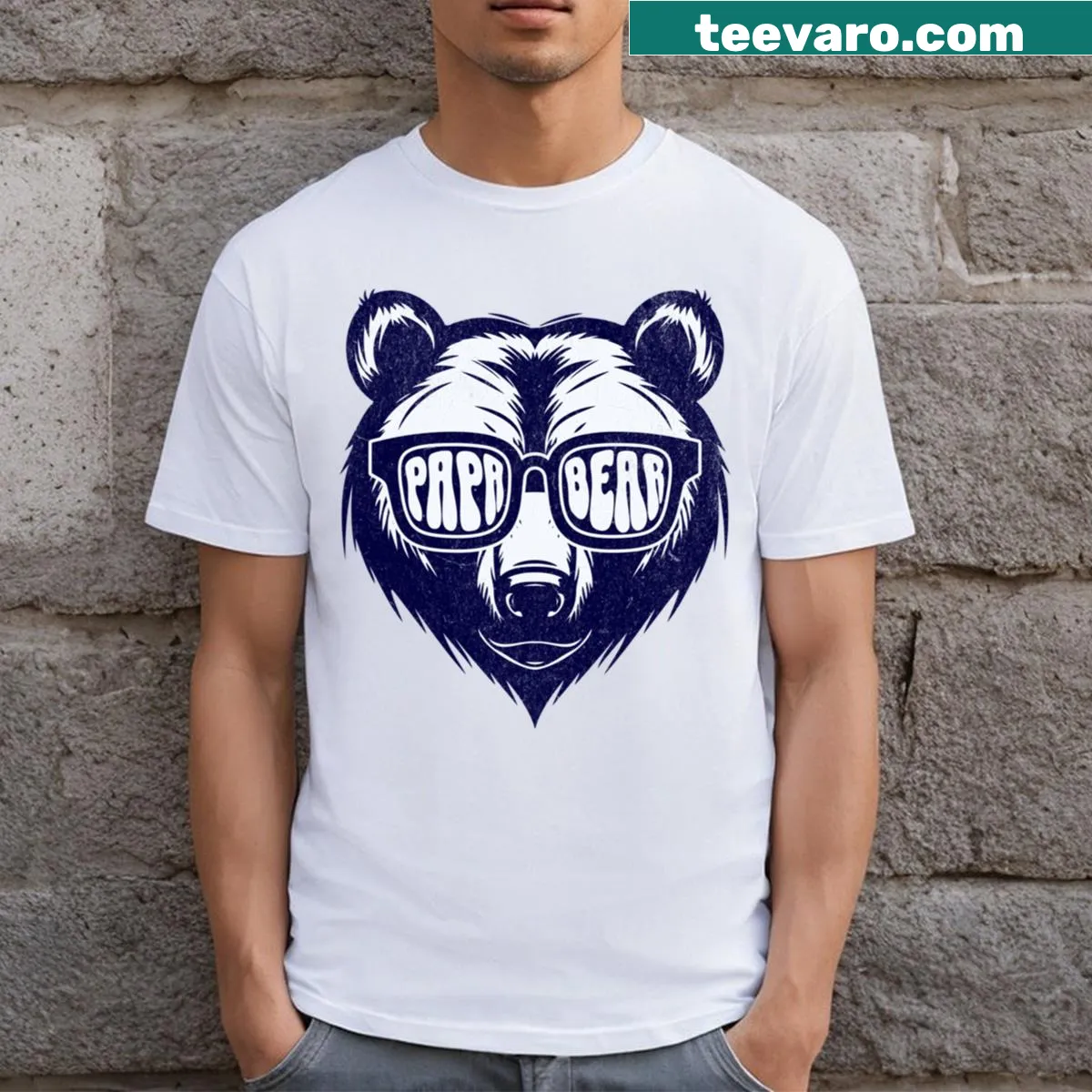 Papa Bear T-shirt featuring bold text — on a men's t-shirt