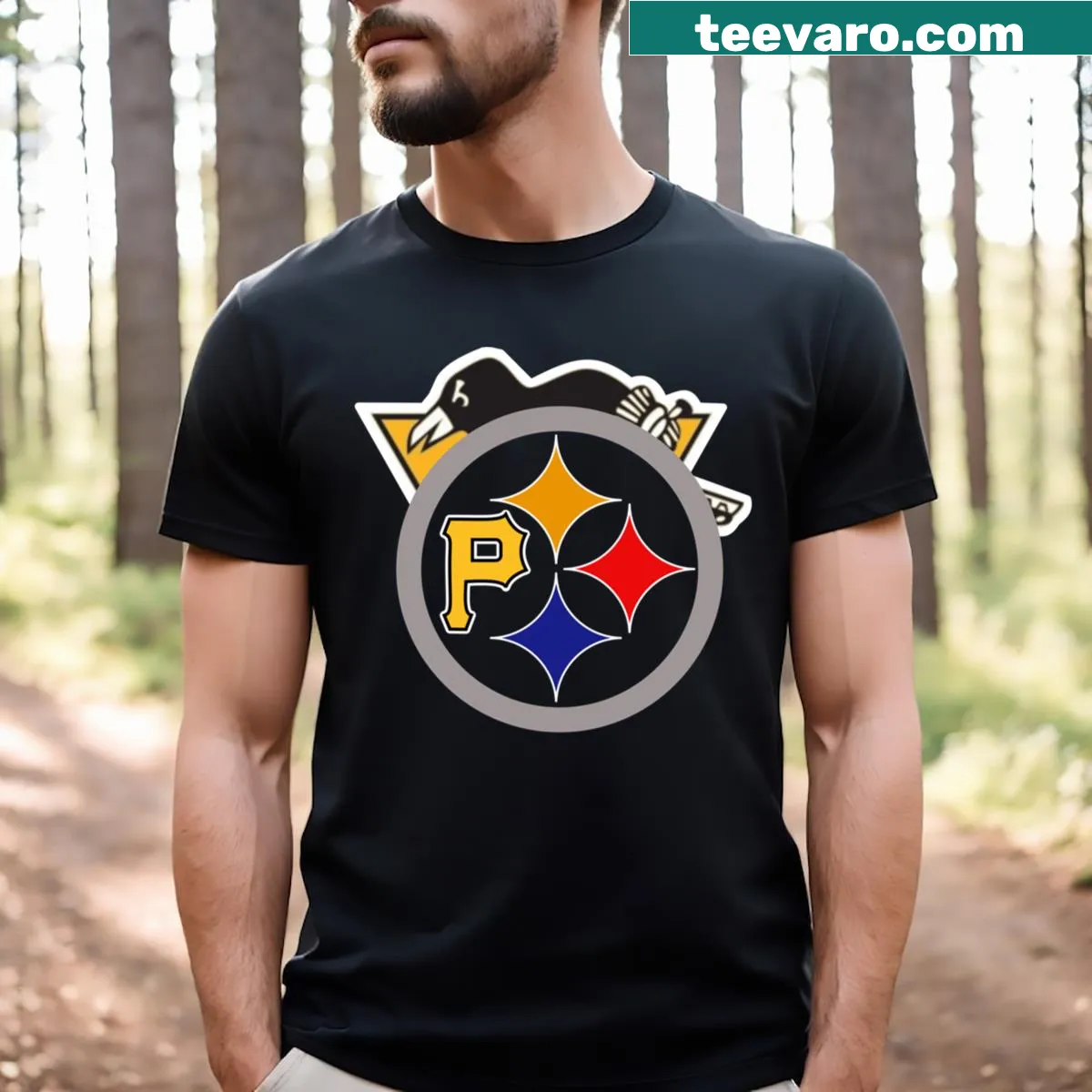 T-shirt showcasing Pittsburgh sports fan graphic — on a men's t-shirt