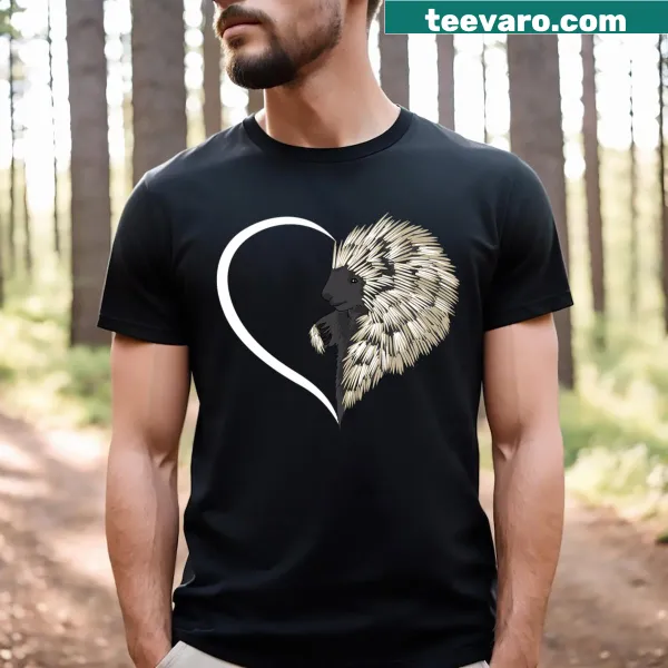 Cute cartoon porcupines t-shirt designed for girls with heart graphics.
