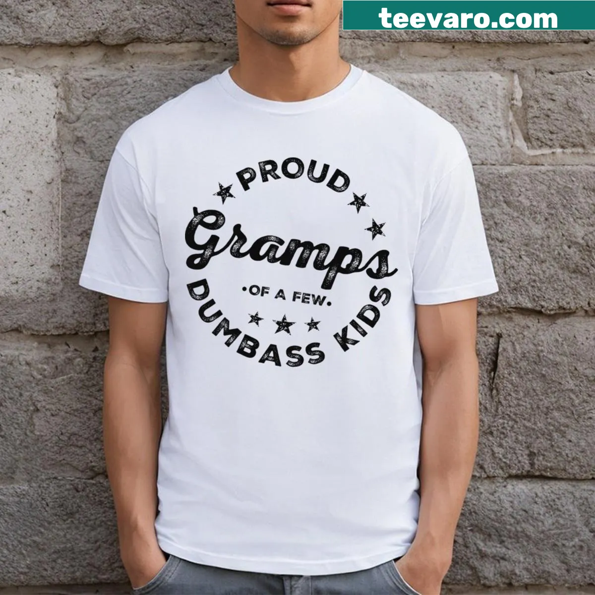 Funny text shirt for grandfathers about being proud of their grandkids — on a men's t-shirt