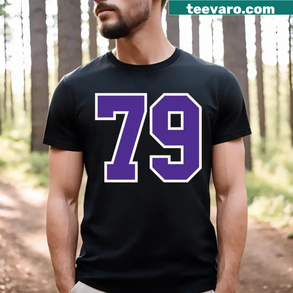 Purple jersey number t-shirt with the number 79