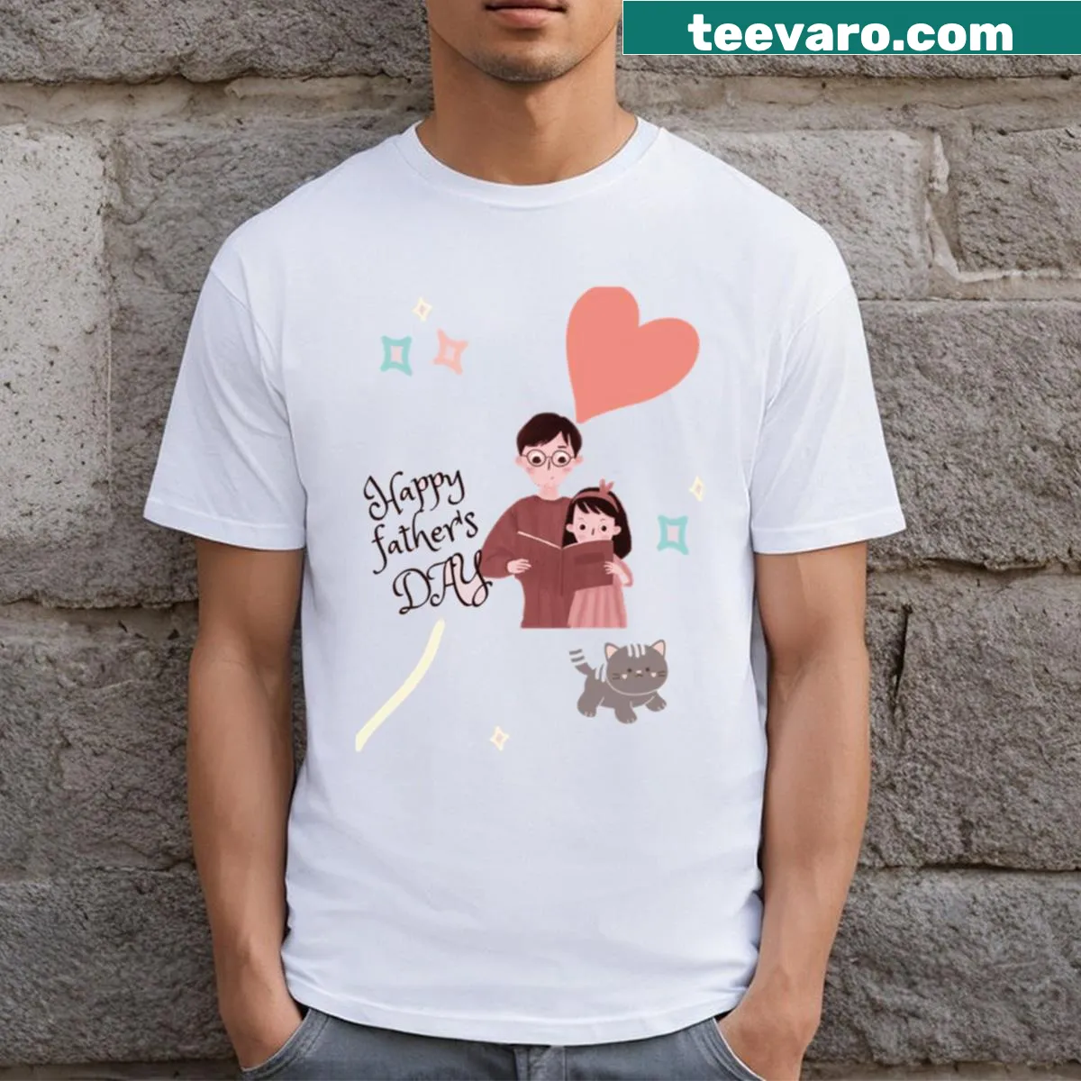 Minimalist Fathers Day tee with elegant typography — on a men's t-shirt