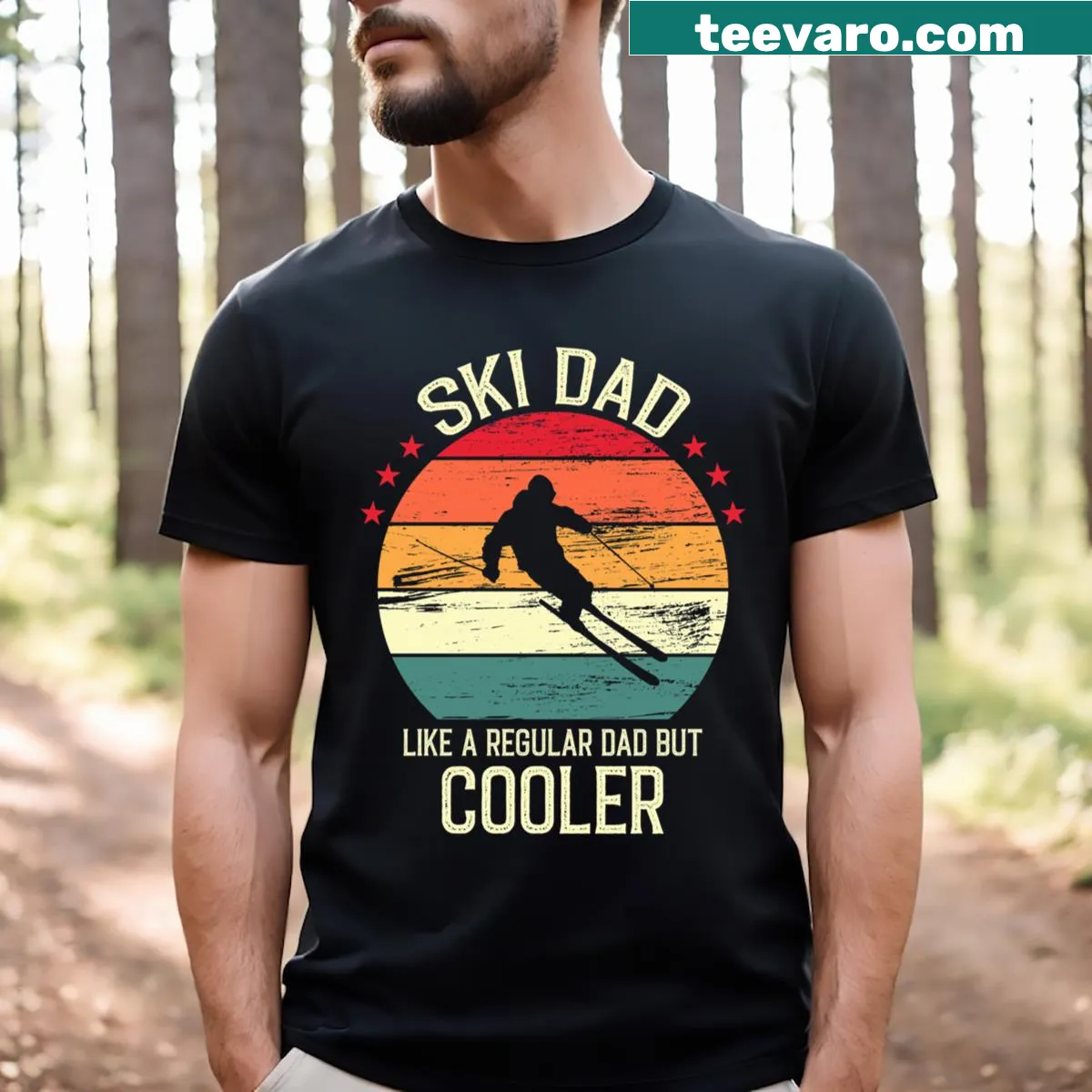 Vintage-style Ski Dad T-shirt with humorous phrase — on a men's t-shirt
