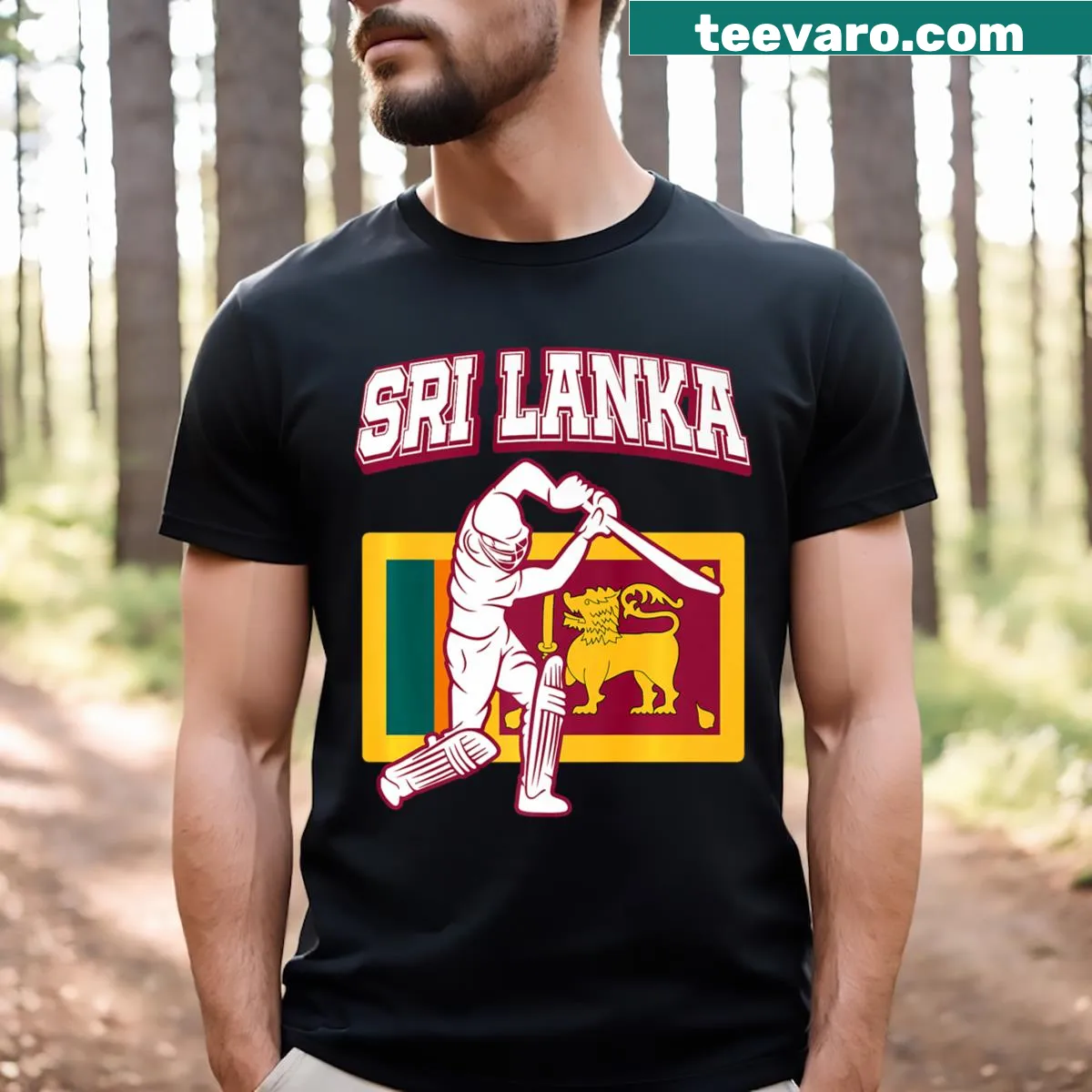 Typography T-shirt celebrating Sri Lanka cricket fans — on a men's t-shirt
