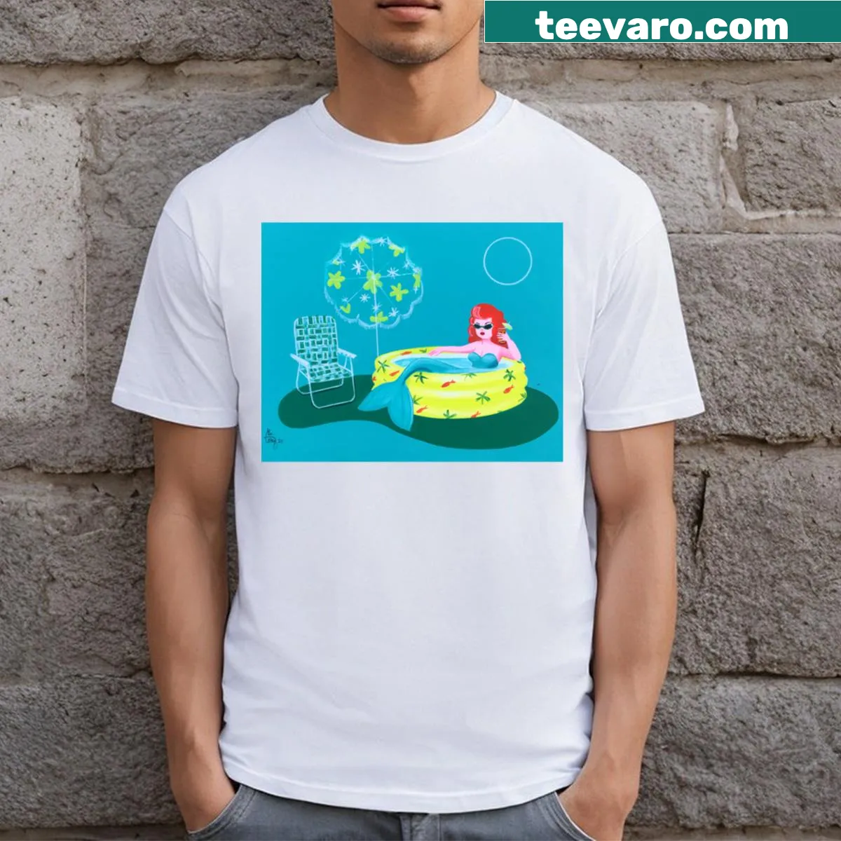 Minimalist typography T-shirt with 'Summer Heat' text — on a men's t-shirt
