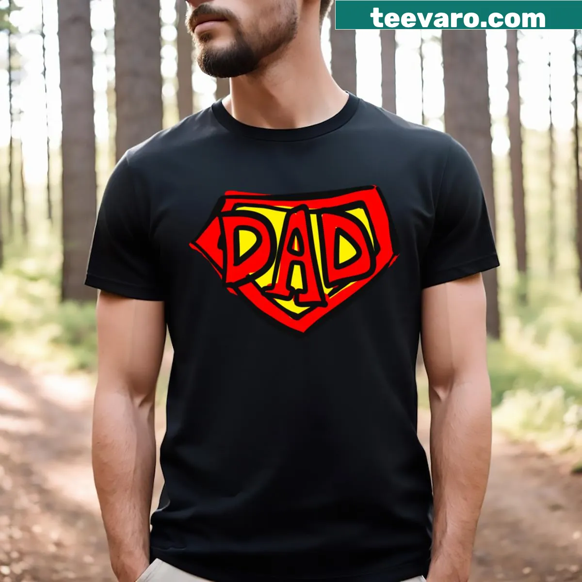 T-shirt celebrating 'Super Dad' with heartfelt typography — on a men's t-shirt