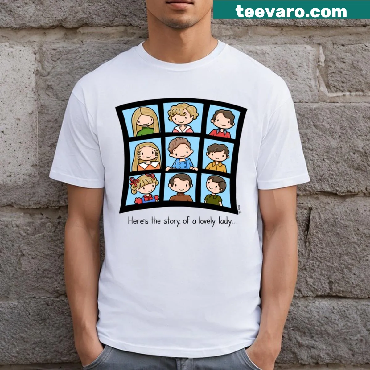 Vintage-style Brady Bunch logo t-shirt — on a men's t-shirt