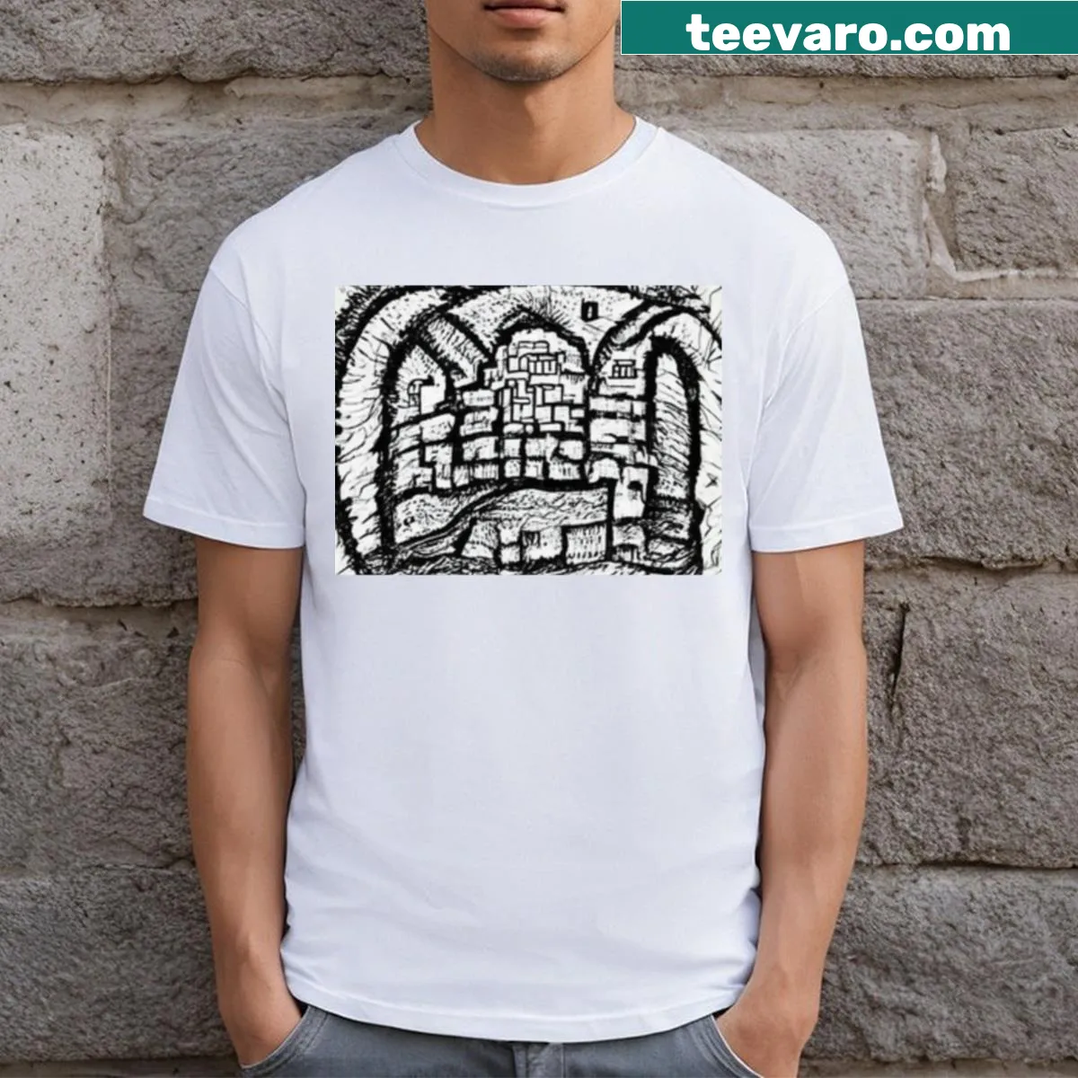 Eras Sandler Tour Adam t-shirt with humorous typography — on a men's t-shirt