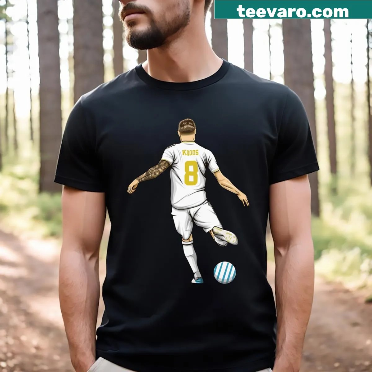 Toni Kroos T-shirt showcasing his name and number — on a men's t-shirt