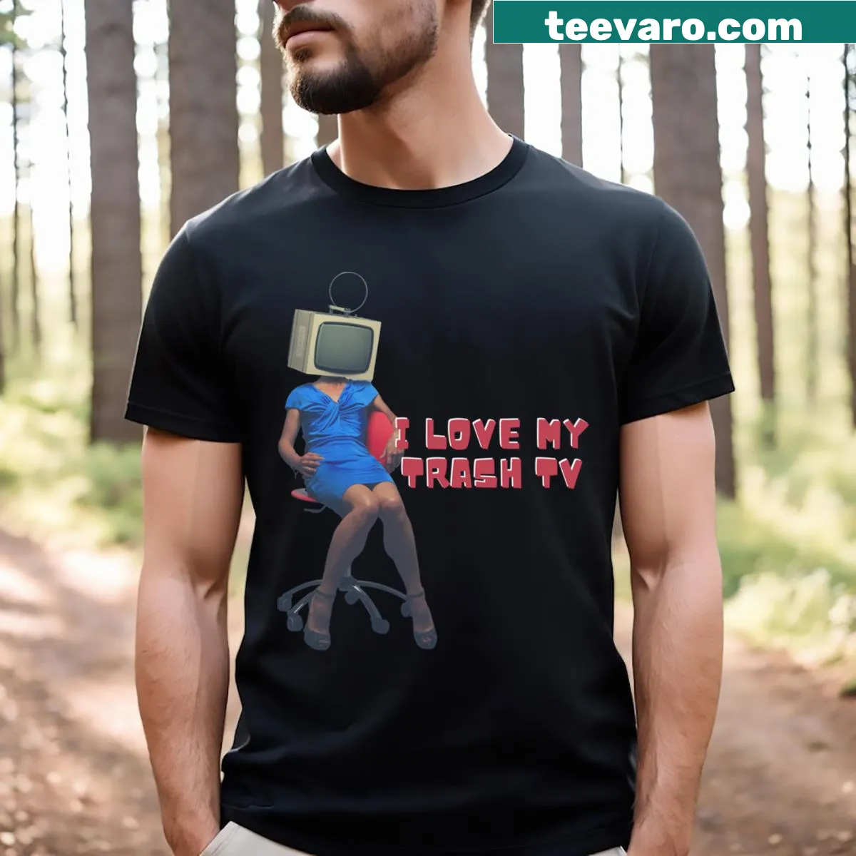 Text design 'Trash TV Lover' on a casual t-shirt — on a men's t-shirt