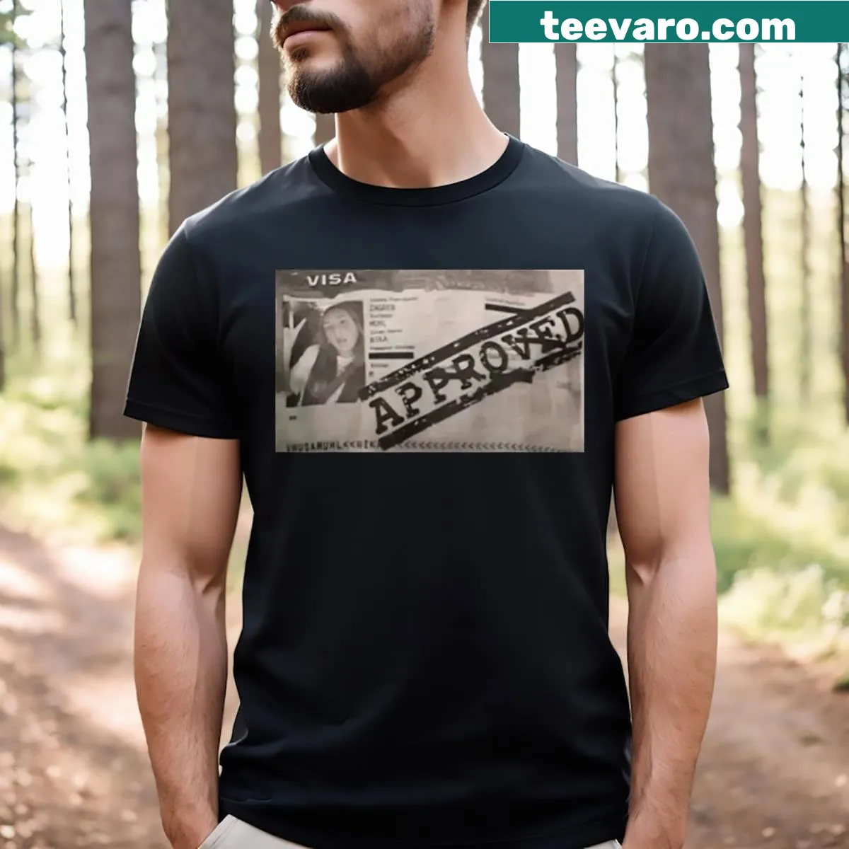 Typography T-shirt with the phrase 'Nika Muhl Approved'. — on a men's t-shirt