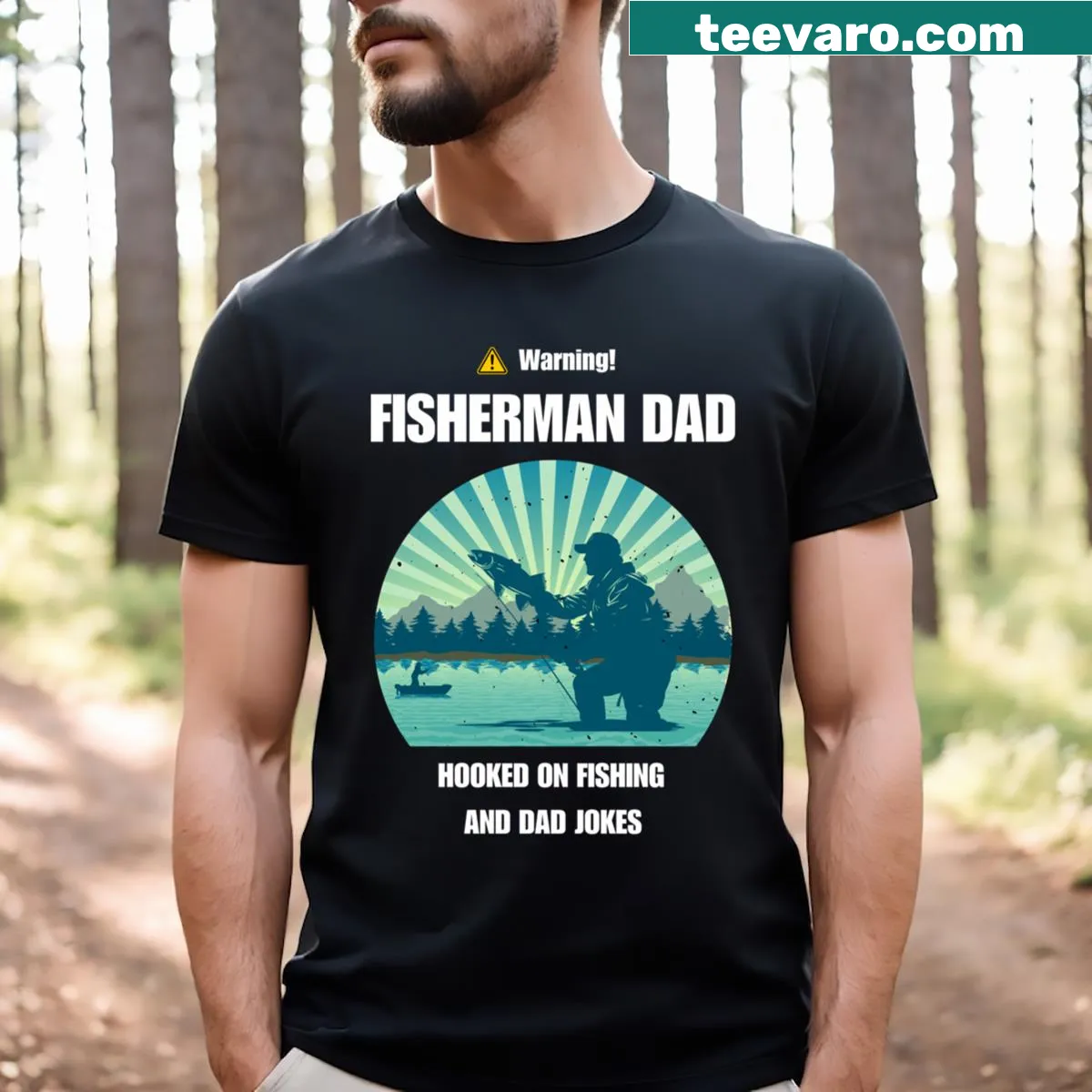 Funny fisherman dad t-shirt featuring fishing and dad joke theme. — on a men's t-shirt