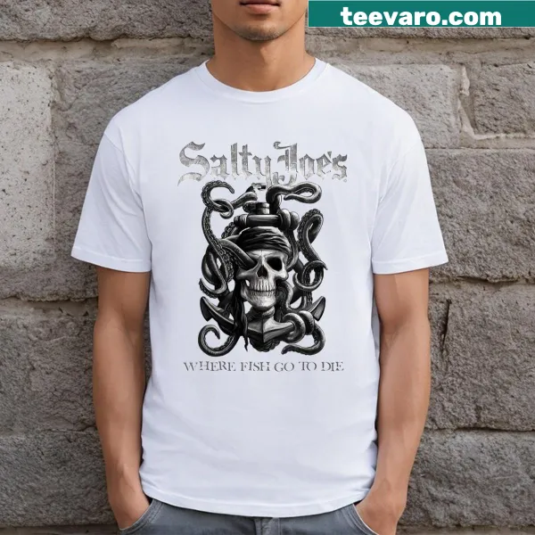 Vintage distressed V-neck t-shirt with Salty Joe's Dark Days logo