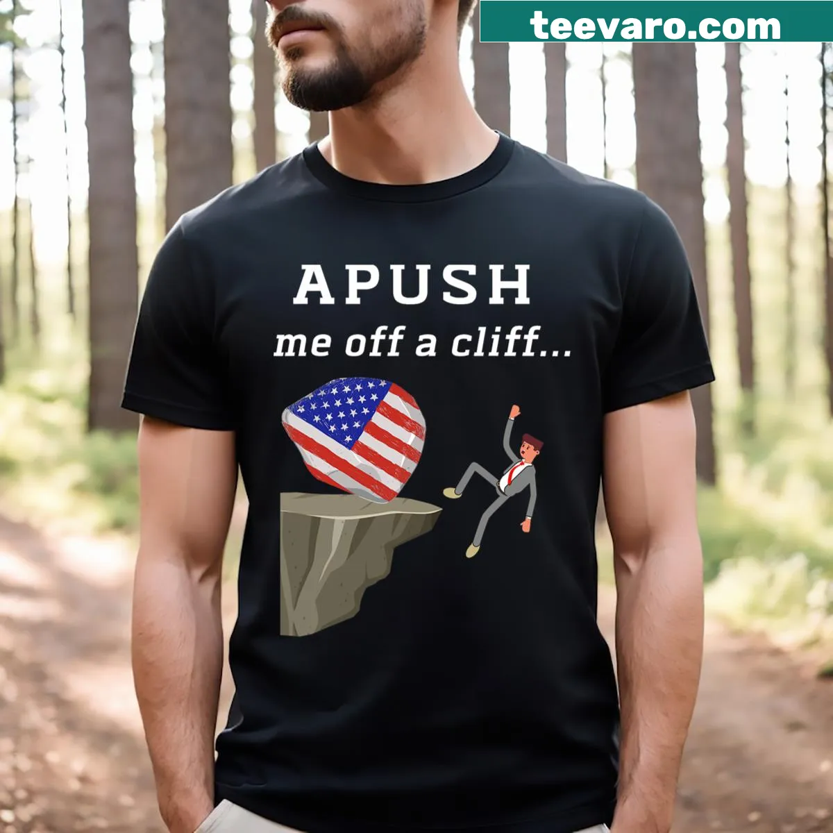 Funny AP exam shirt with humorous text for students — on a men's t-shirt